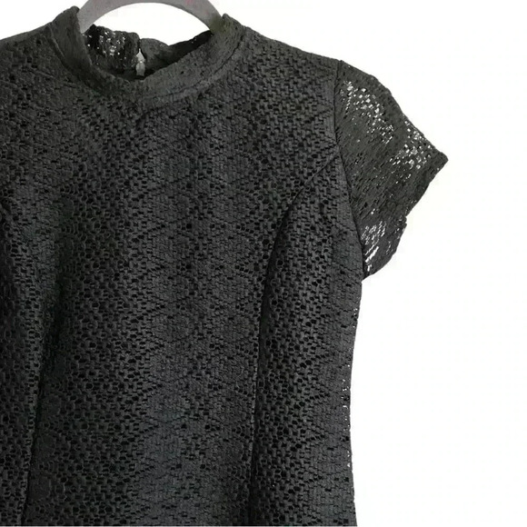 Zara Black Mini Dress with mandarin collar and Lace Overlay - Picture 2 of 9